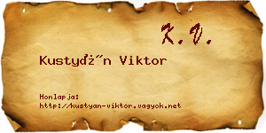 Kustyán Viktor névjegykártya
